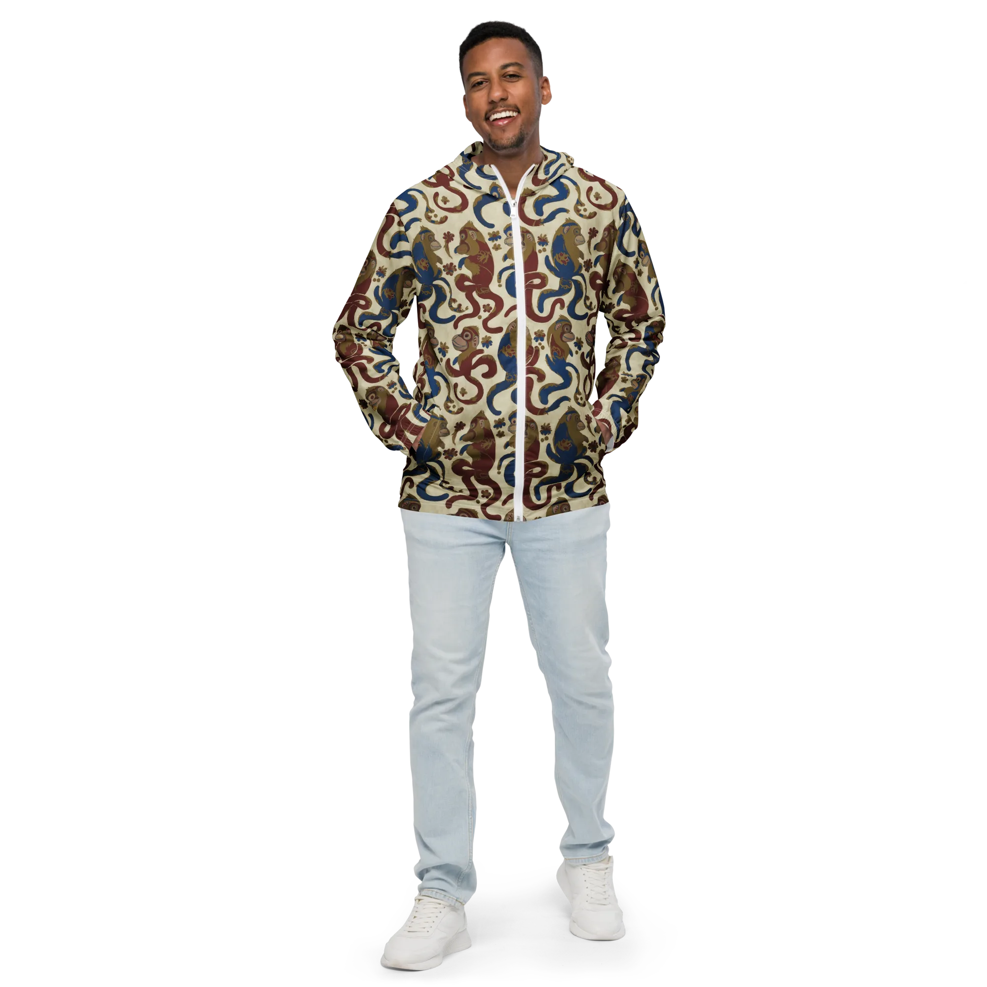 Carnival Macaque on Men's Windbreaker — Front