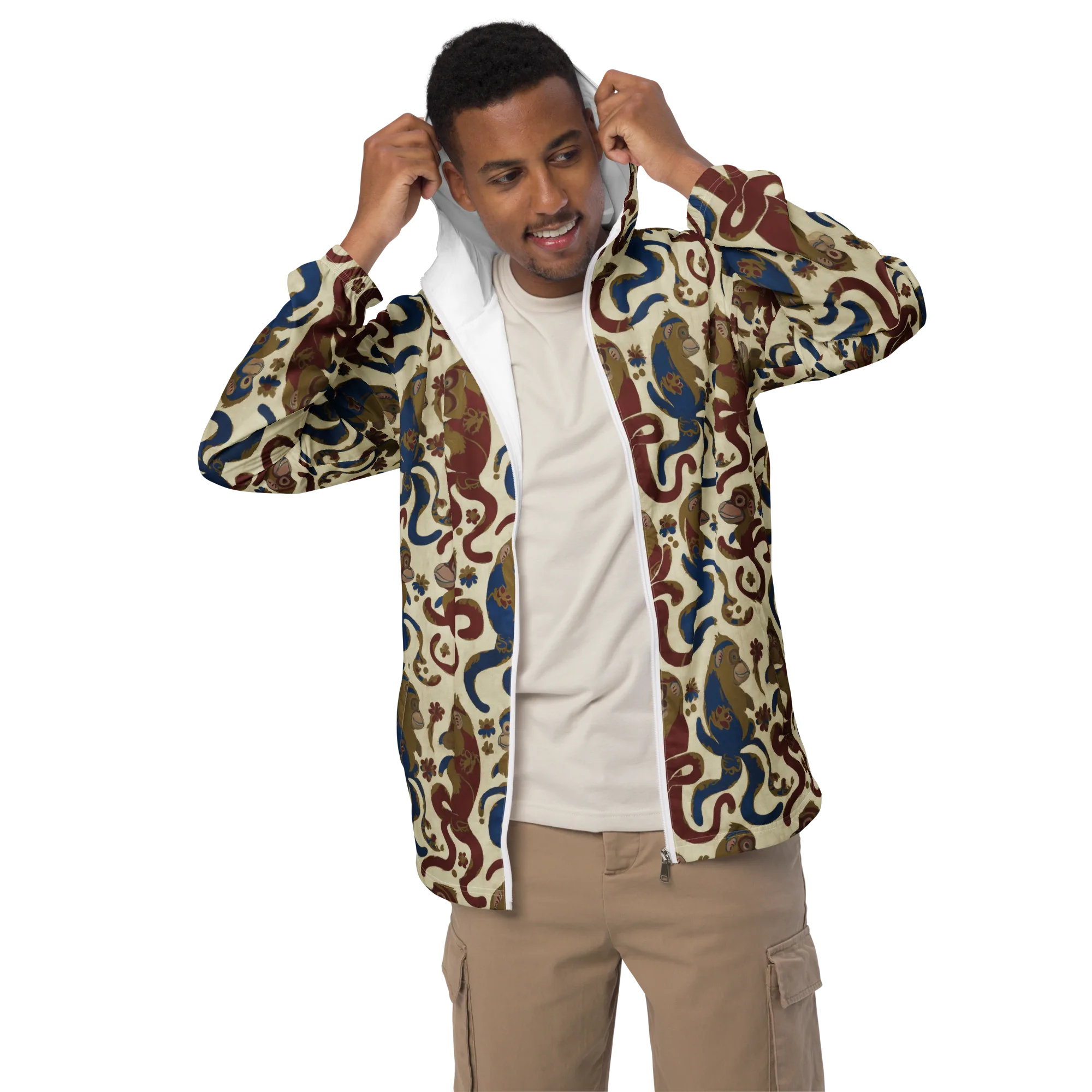 Carnival Macaque on Men's Windbreaker — Front