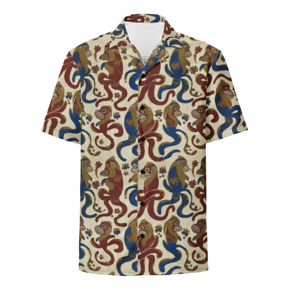 Carnival Macaque on Button Shirt — Front