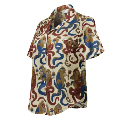 Carnival Macaque on a Women's Short Sleeve Pajama Top