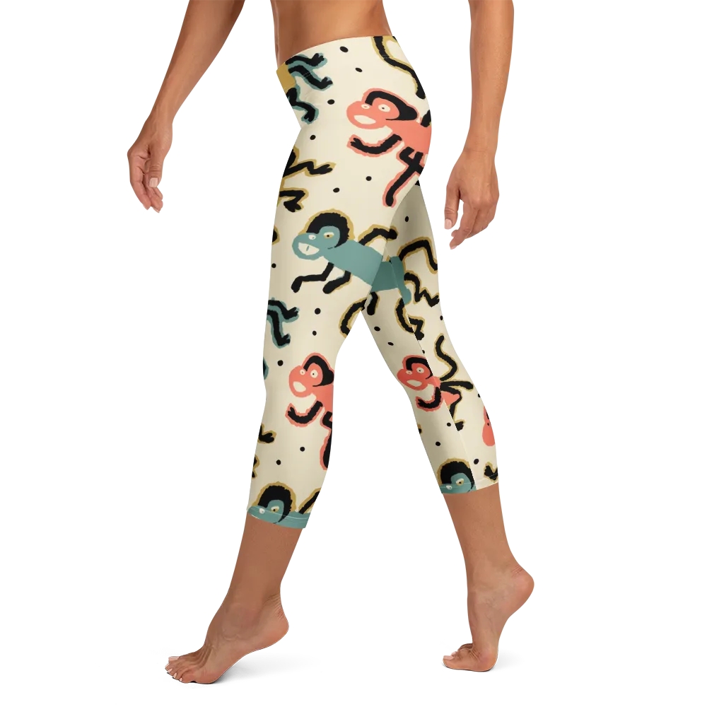 Monkey Moonwalk on Capri Leggings — Left