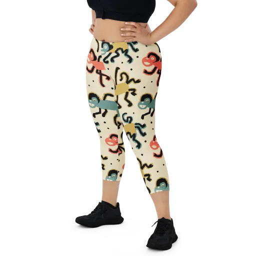 Monkey Moonwalk on a Capri Leggings