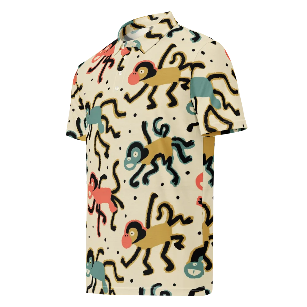 Monkey Moonwalk on Men's Slim Fit Polo Shirt — Left Front