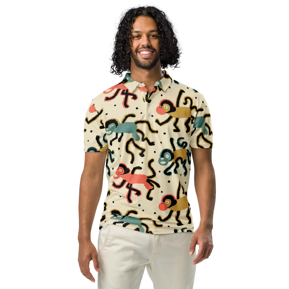Monkey Moonwalk on Men's Slim Fit Polo Shirt — Front