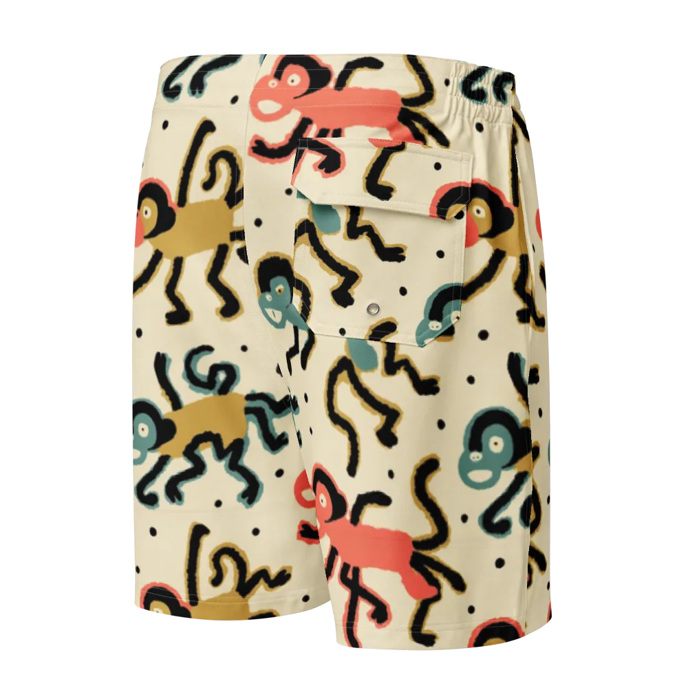 Monkey Moonwalk on Men's Board Shorts — Back