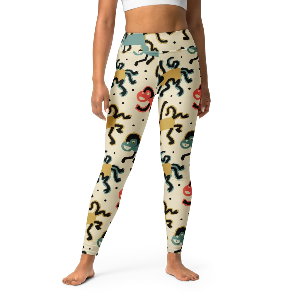 Monkey Moonwalk on Yoga Leggings — Front