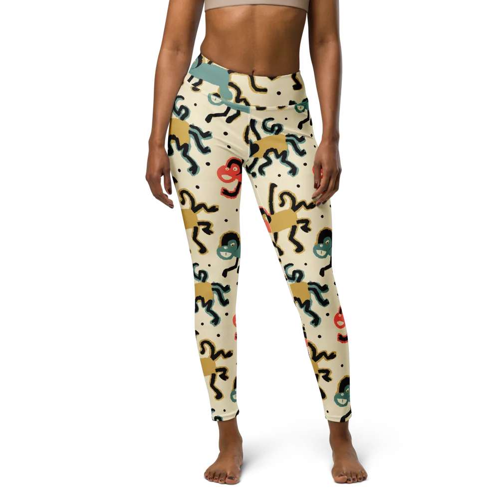 Monkey Moonwalk on Yoga Leggings — Front