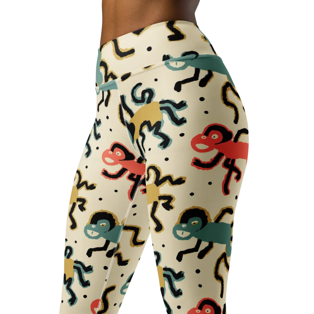 Monkey Moonwalk on Yoga Leggings — Left Front