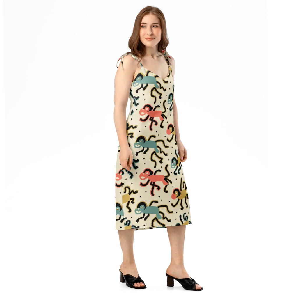 Monkey Moonwalk on Slip Dress — Right Front