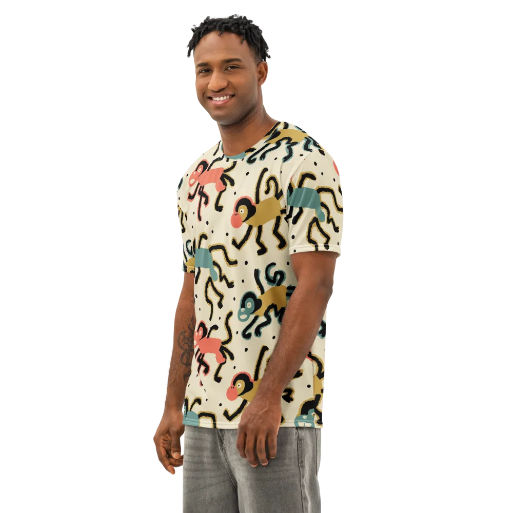 Monkey Moonwalk on Men's Cotton Crew Neck T-Shirt — Left Front