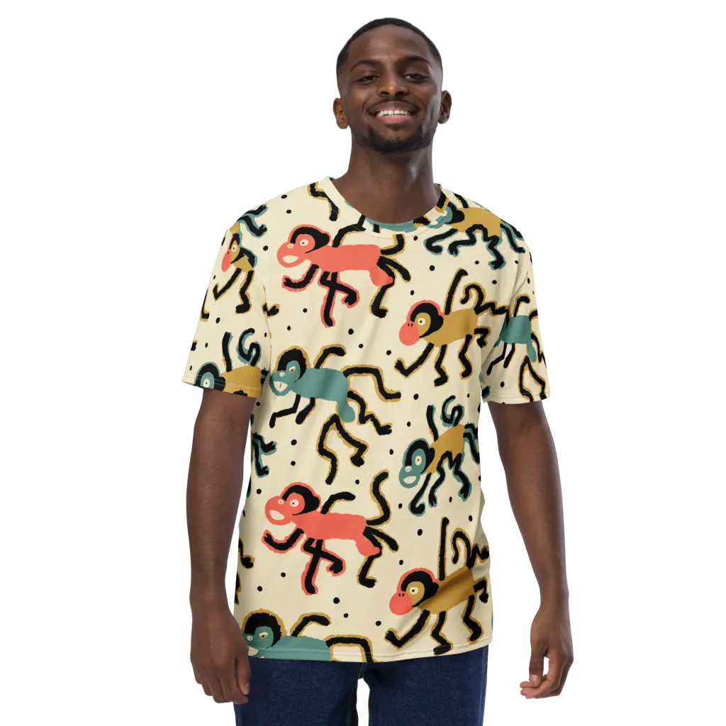 Monkey Moonwalk on Men's Crew Neck T-Shirt — Front