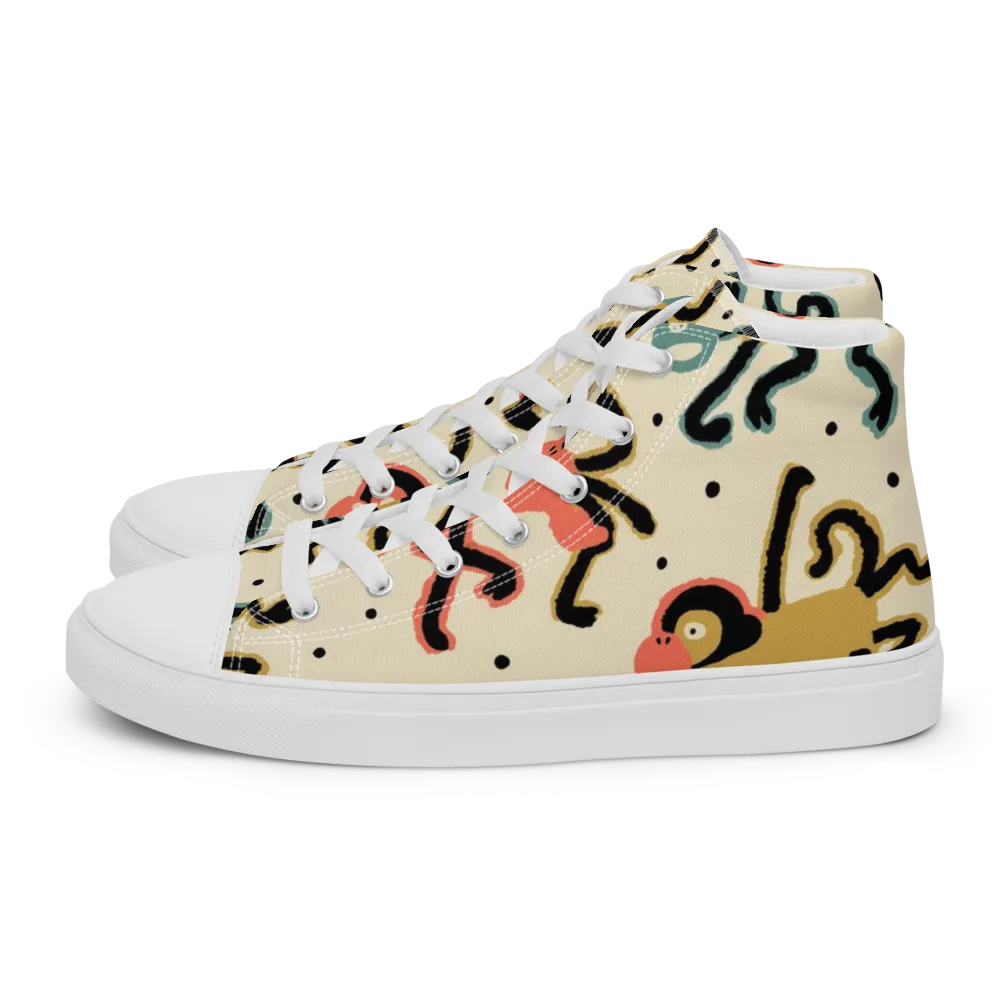 Monkey Moonwalk on Men's High Top Canvas Shoes — Left