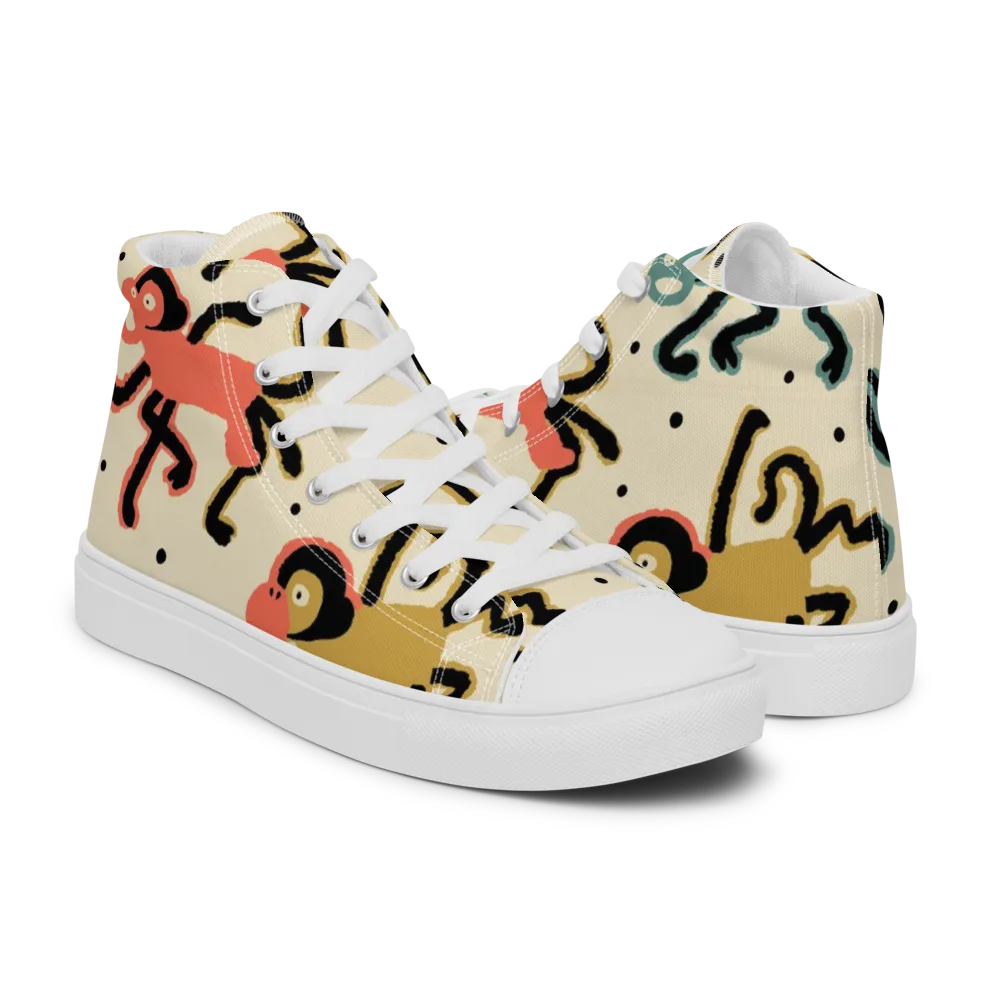 Monkey Moonwalk on Men's High Top Canvas Shoes — Right