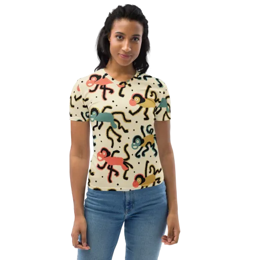 Monkey Moonwalk on a Women's Crew Neck T-Shirt