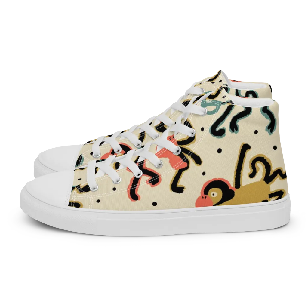 Monkey Moonwalk on Women's High Top Canvas Shoes — Left
