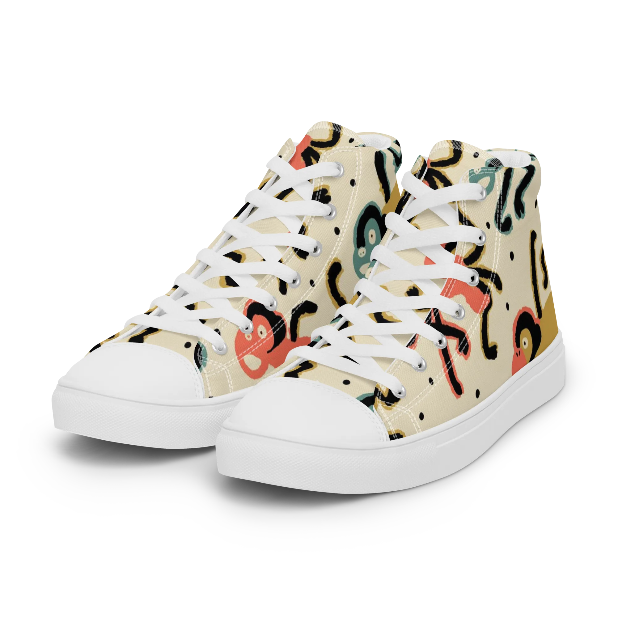 Monkey Moonwalk on Women's High Top Canvas Shoes — Left Front