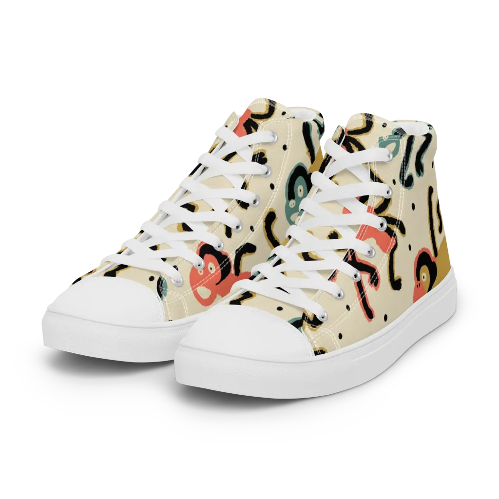 Monkey Moonwalk on Women's High Top Canvas Shoes — Left Front