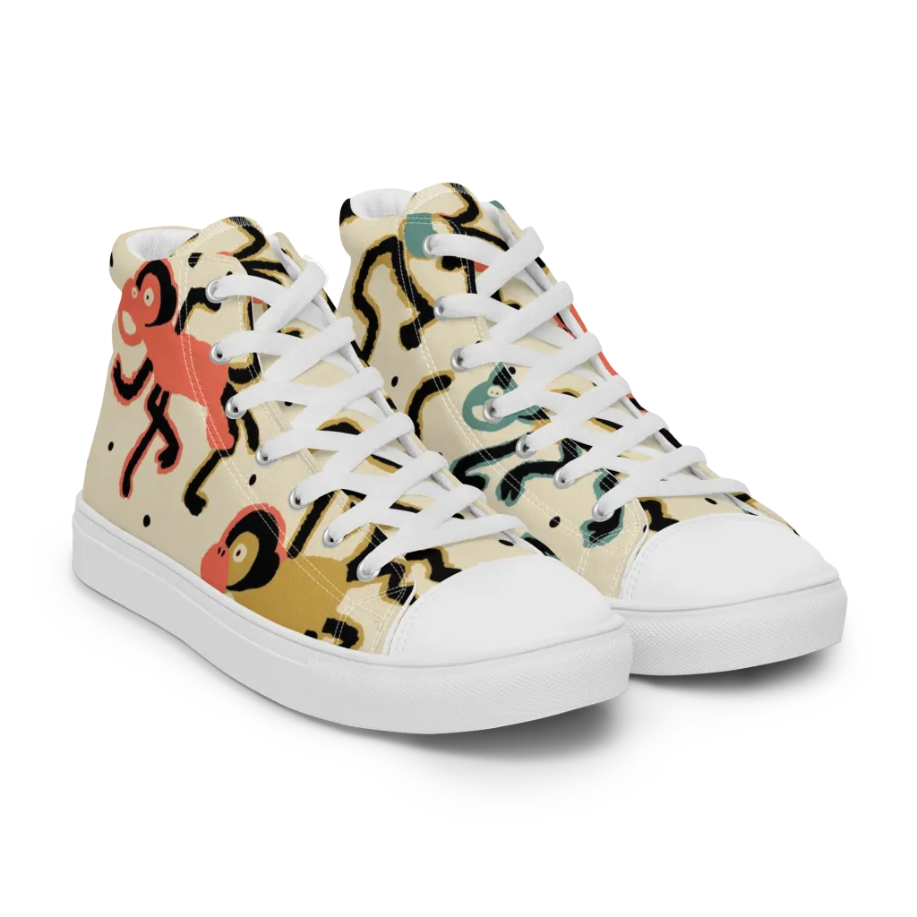 Monkey Moonwalk on Women's High Top Canvas Shoes — Right Front