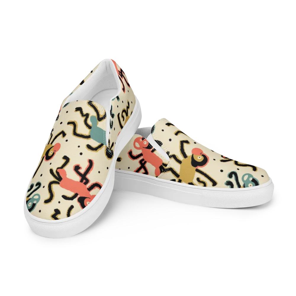 Monkey Moonwalk on Men's Slip-On Canvas Shoes — Left Front