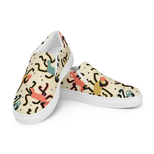 Monkey Moonwalk on a Men's Slip-On Canvas Shoes