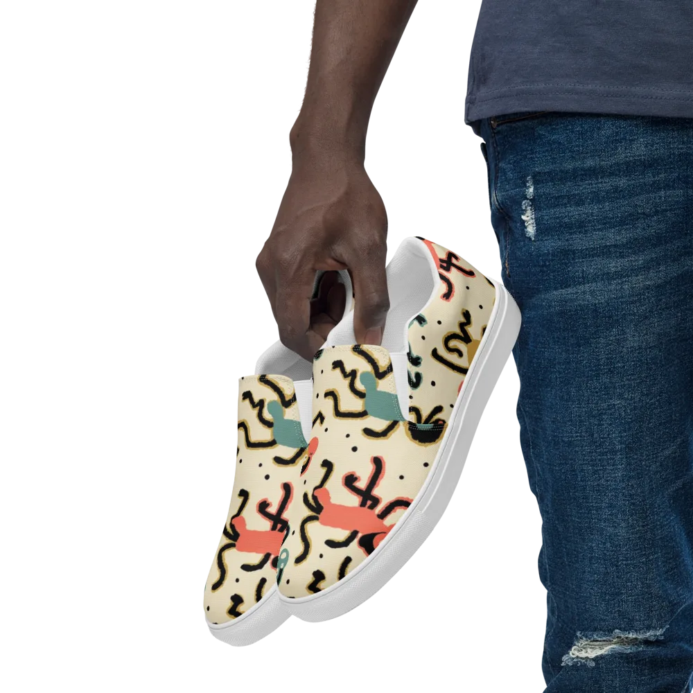 Monkey Moonwalk on Men's Slip-On Canvas Shoes — Left Front