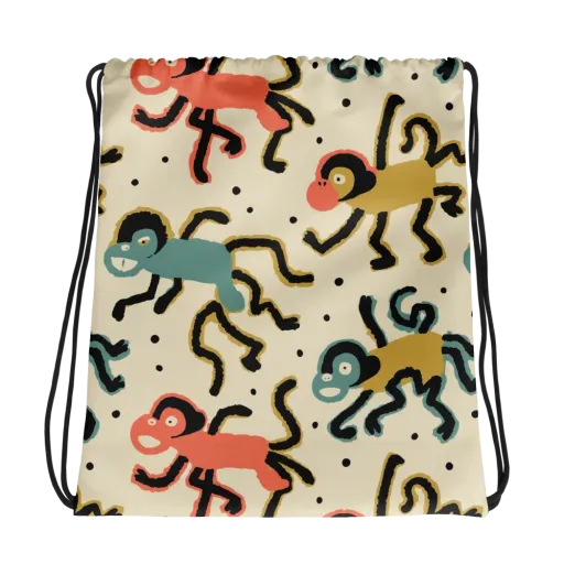 Monkey Moonwalk on a Drawstring Bag