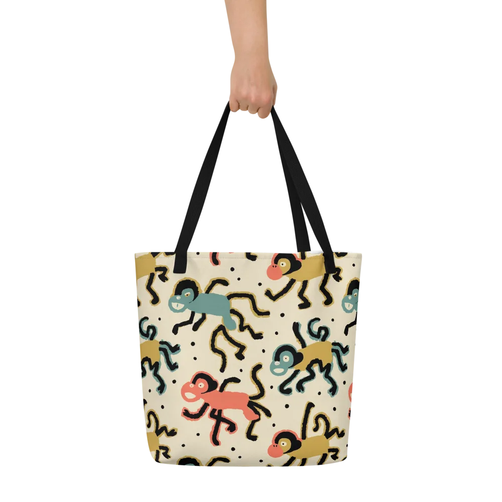 Monkey Moonwalk on Large Tote Bag W/ Pocket — Front