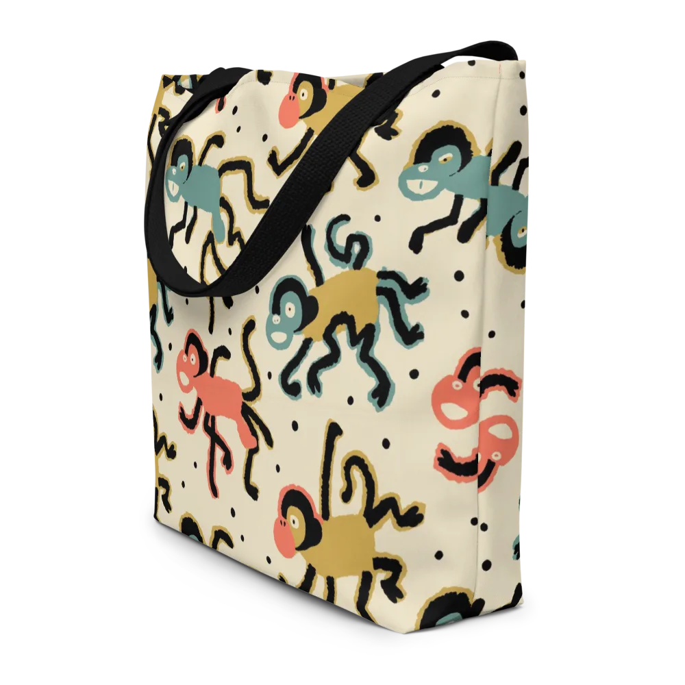 Monkey Moonwalk on Large Tote Bag W/ Pocket — Front