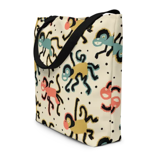 Monkey Moonwalk on a Large Tote Bag W/ Pocket