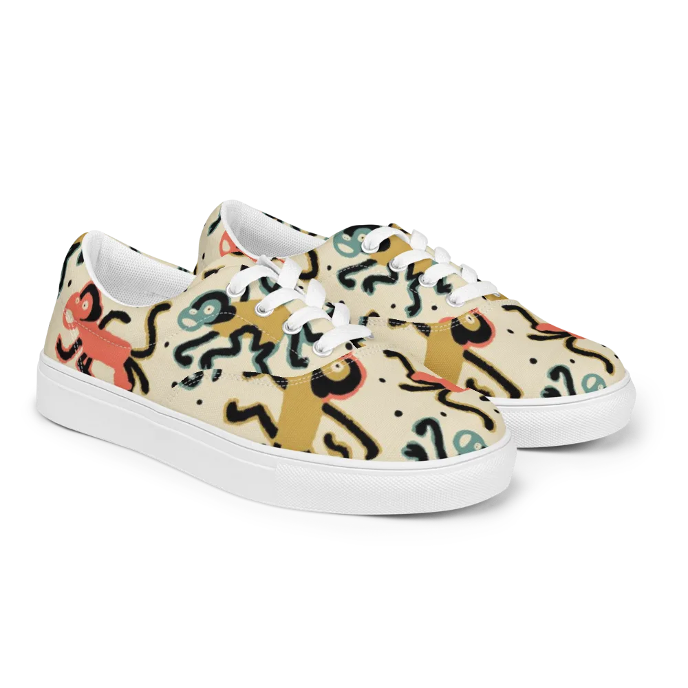 Monkey Moonwalk on Men's Lace-Up Canvas Shoes — Right Front