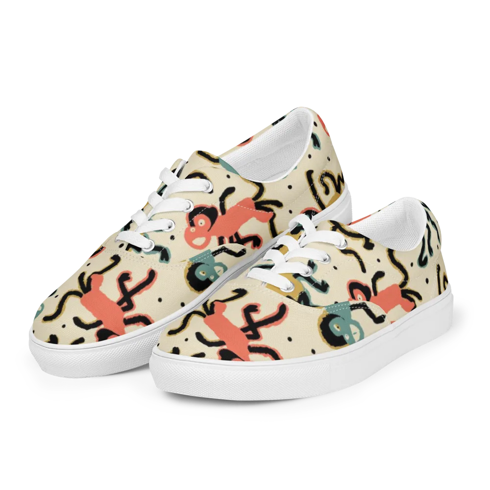 Monkey Moonwalk on Men's Lace-Up Canvas Shoes — Left Front