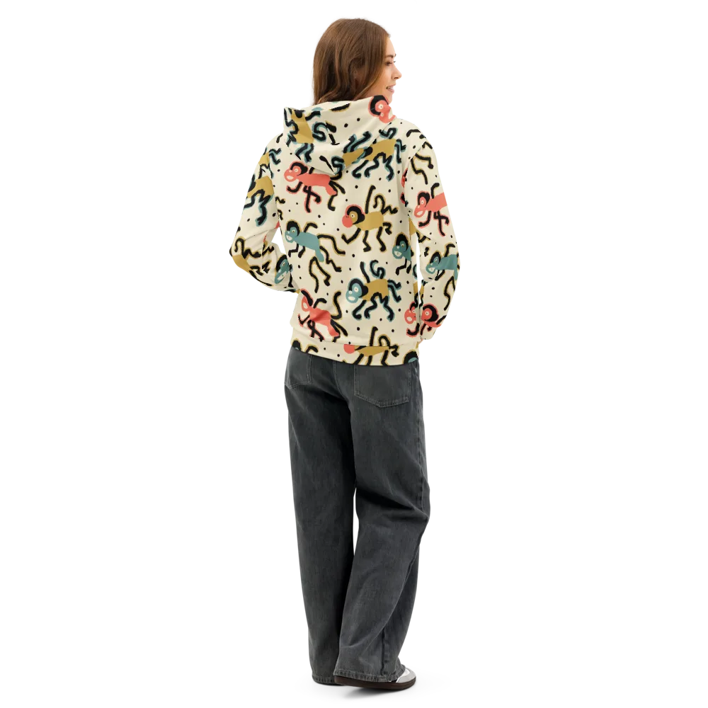 Monkey Moonwalk on Cotton Hoodie — Back