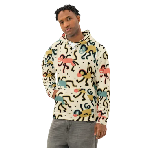 Monkey Moonwalk on a Cotton Hoodie