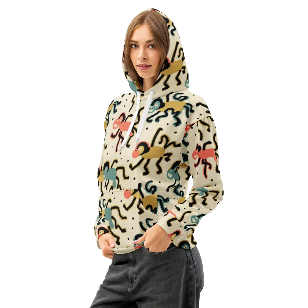 Monkey Moonwalk on Cotton Hoodie — Left Front