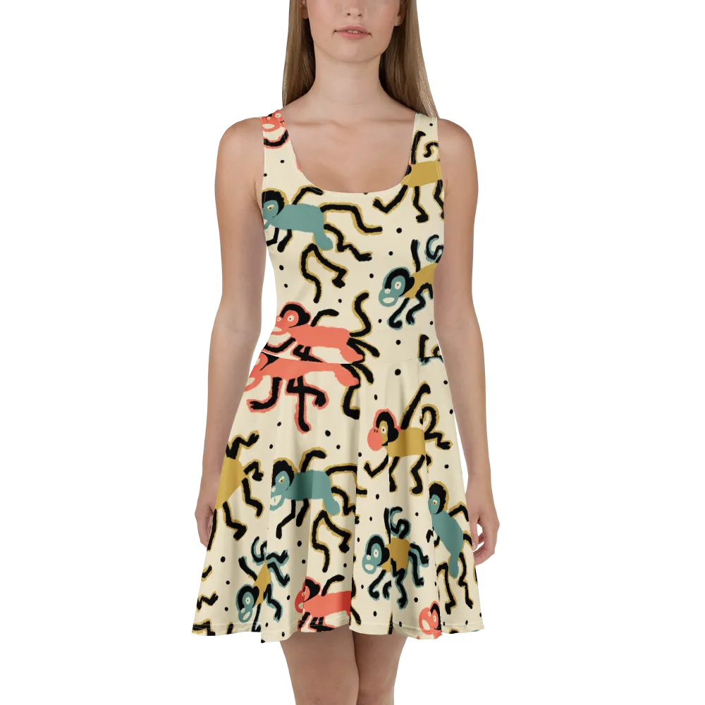 Monkey Moonwalk on Skater Dress — Front