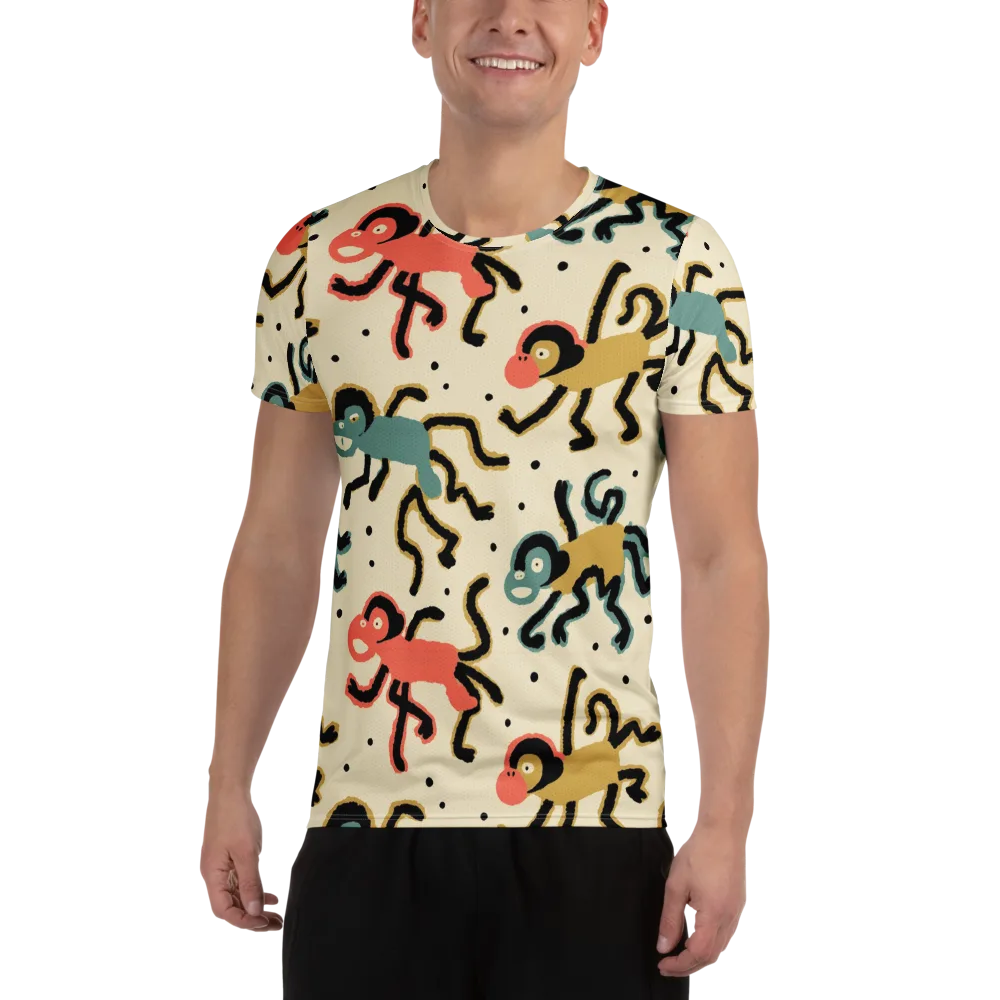 Monkey Moonwalk on Men's Athletic T-Shirt — Front