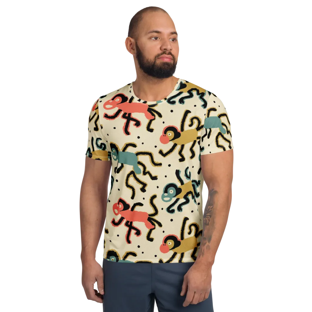 Monkey Moonwalk on Men's Athletic T-Shirt — Front