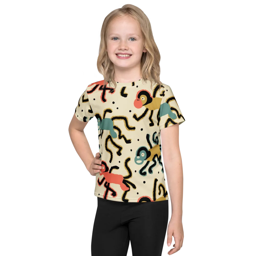 Monkey Moonwalk on Kids Crew Neck T-Shirt — Front