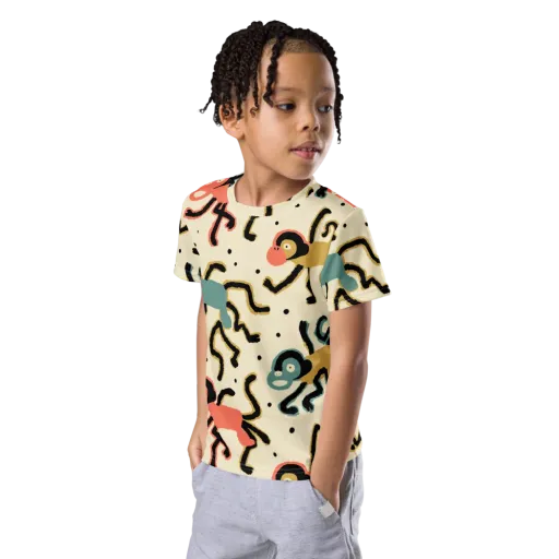Monkey Moonwalk on a Kids Crew Neck T-Shirt