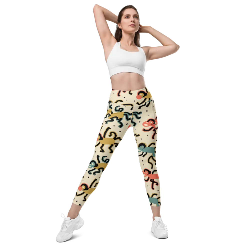 Monkey Moonwalk on Leggings with Pockets — Front