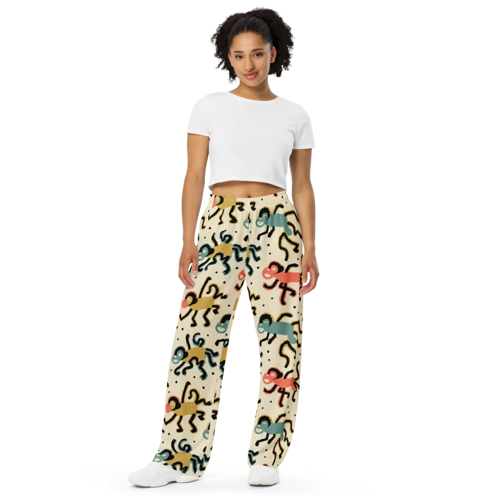 Monkey Moonwalk on Wide-Leg Pants — Front