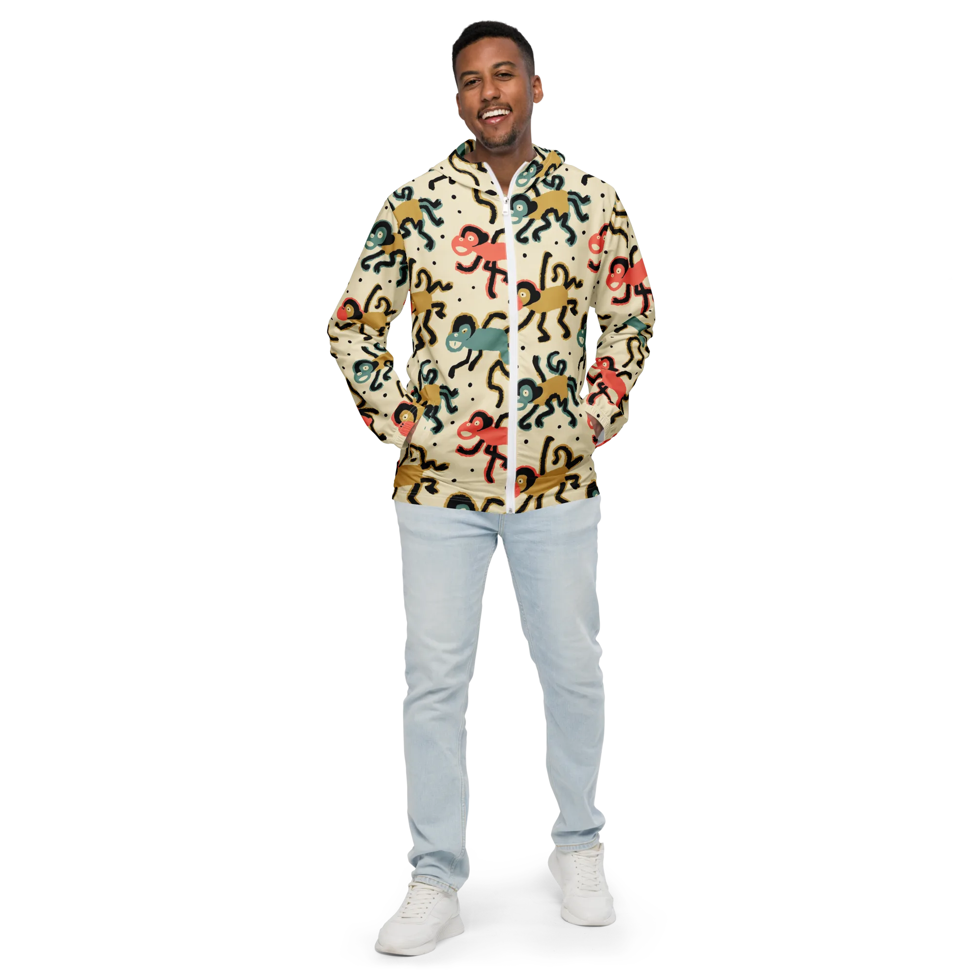 Monkey Moonwalk on Men's Windbreaker — Front