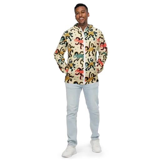 Monkey Moonwalk on a Men's Windbreaker