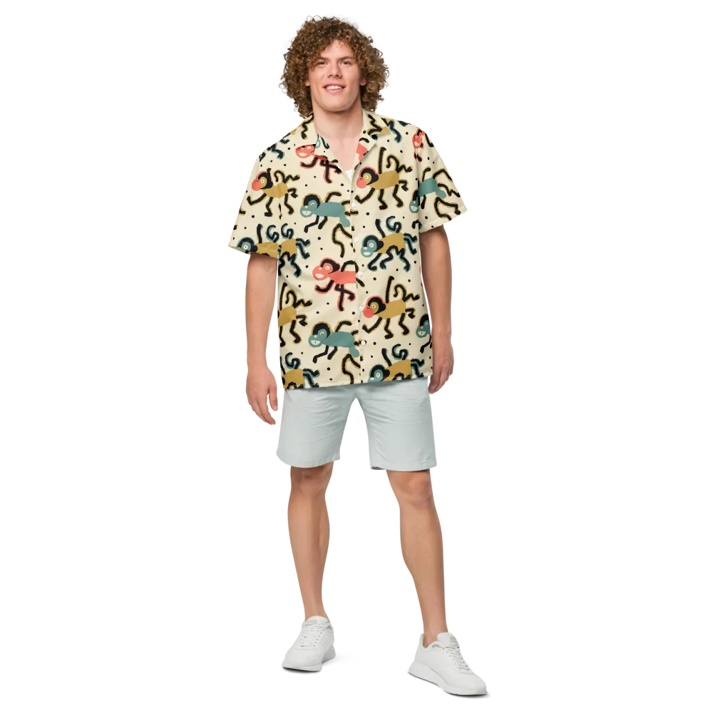 Monkey Moonwalk on Button Shirt — Front