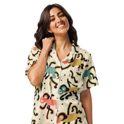 Monkey Moonwalk on a Women's Short Sleeve Pajama Top