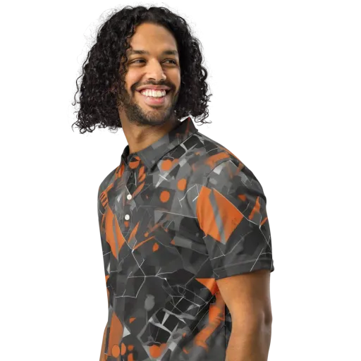 Ember Fracture on a Men's Slim Fit Polo Shirt