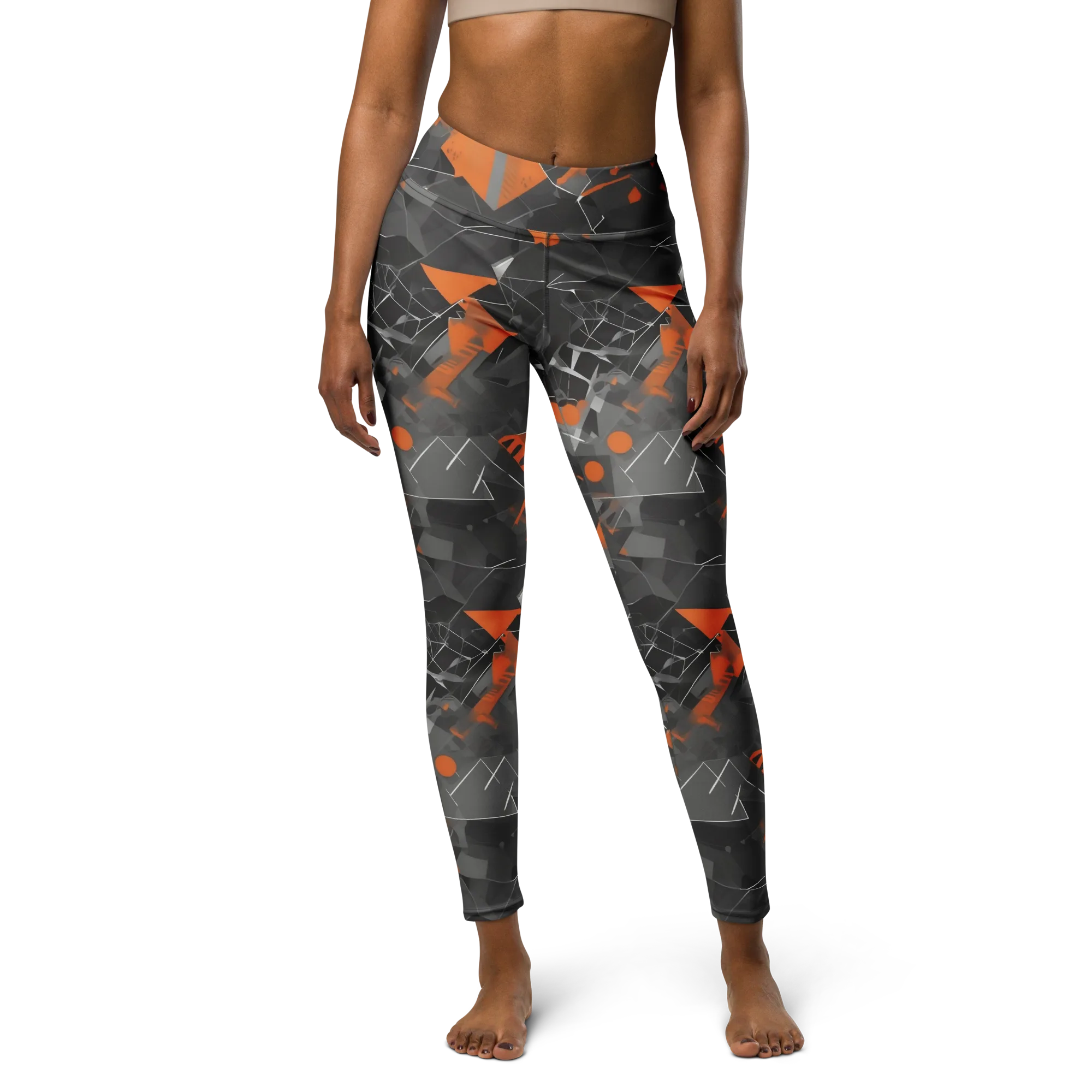 Ember Fracture on Yoga Leggings — Front
