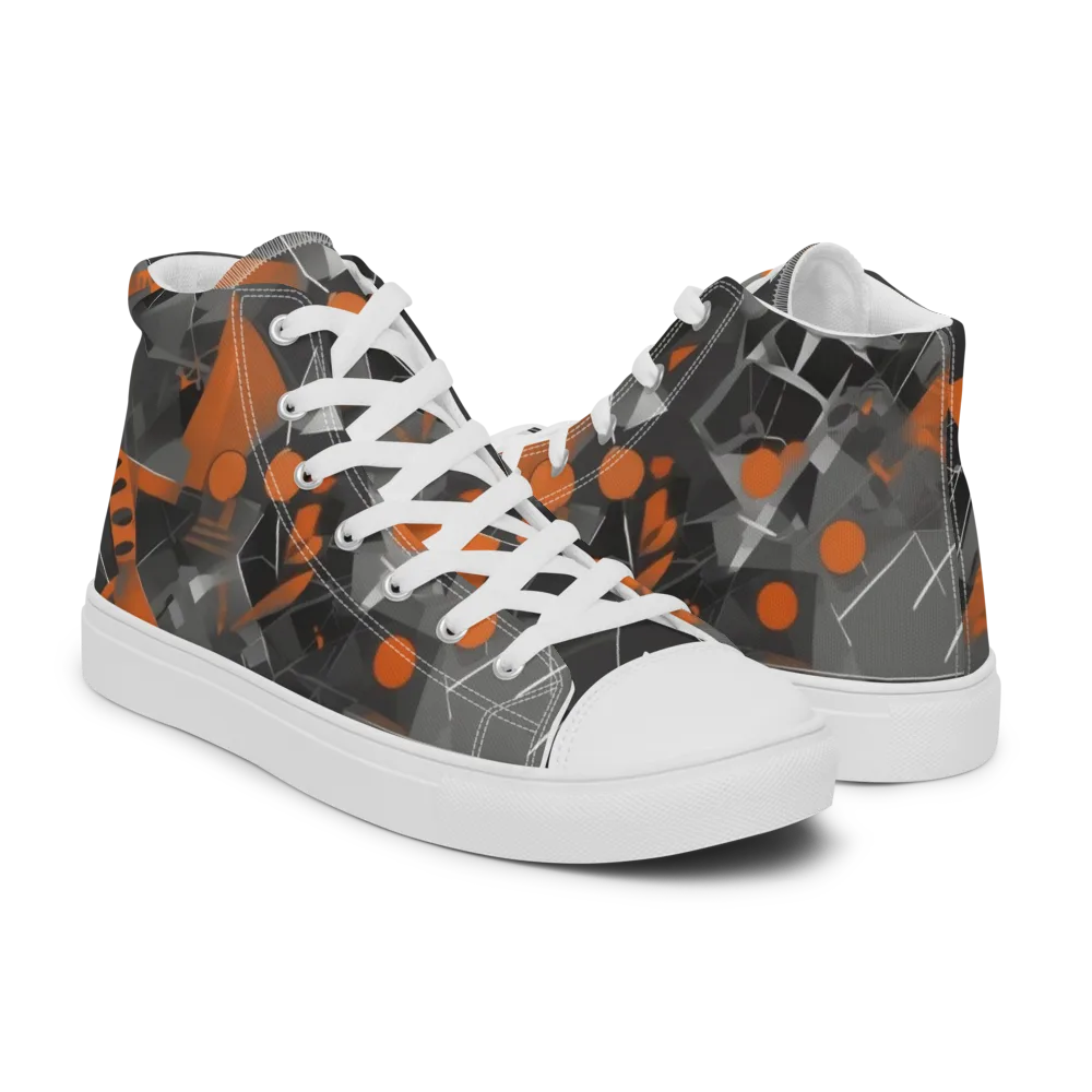 Ember Fracture on Men's High Top Canvas Shoes — Right