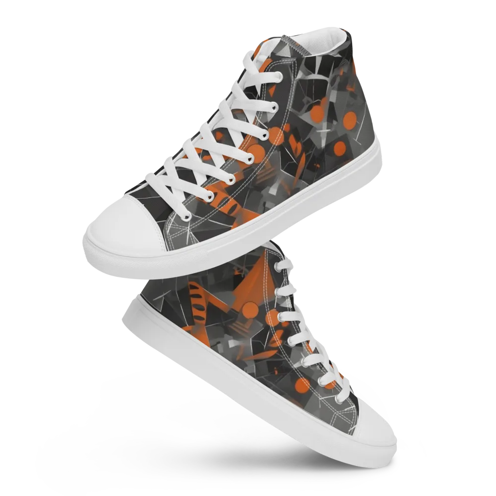 Ember Fracture on Men's High Top Canvas Shoes — Front