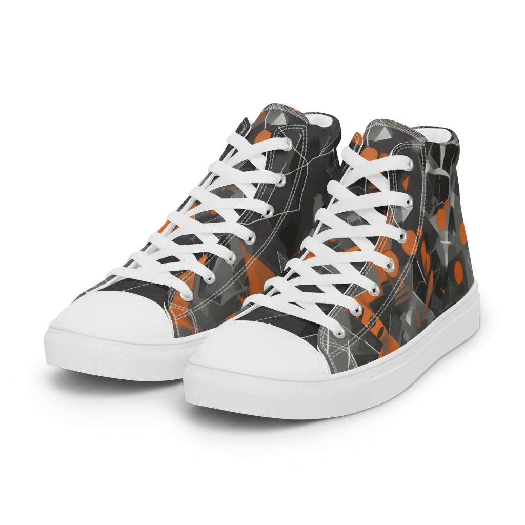Ember Fracture on Women's High Top Canvas Shoes — Left Front